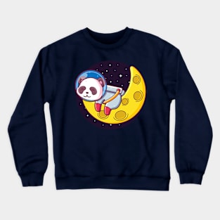 panda astronaut sleeping on the moon Crewneck Sweatshirt